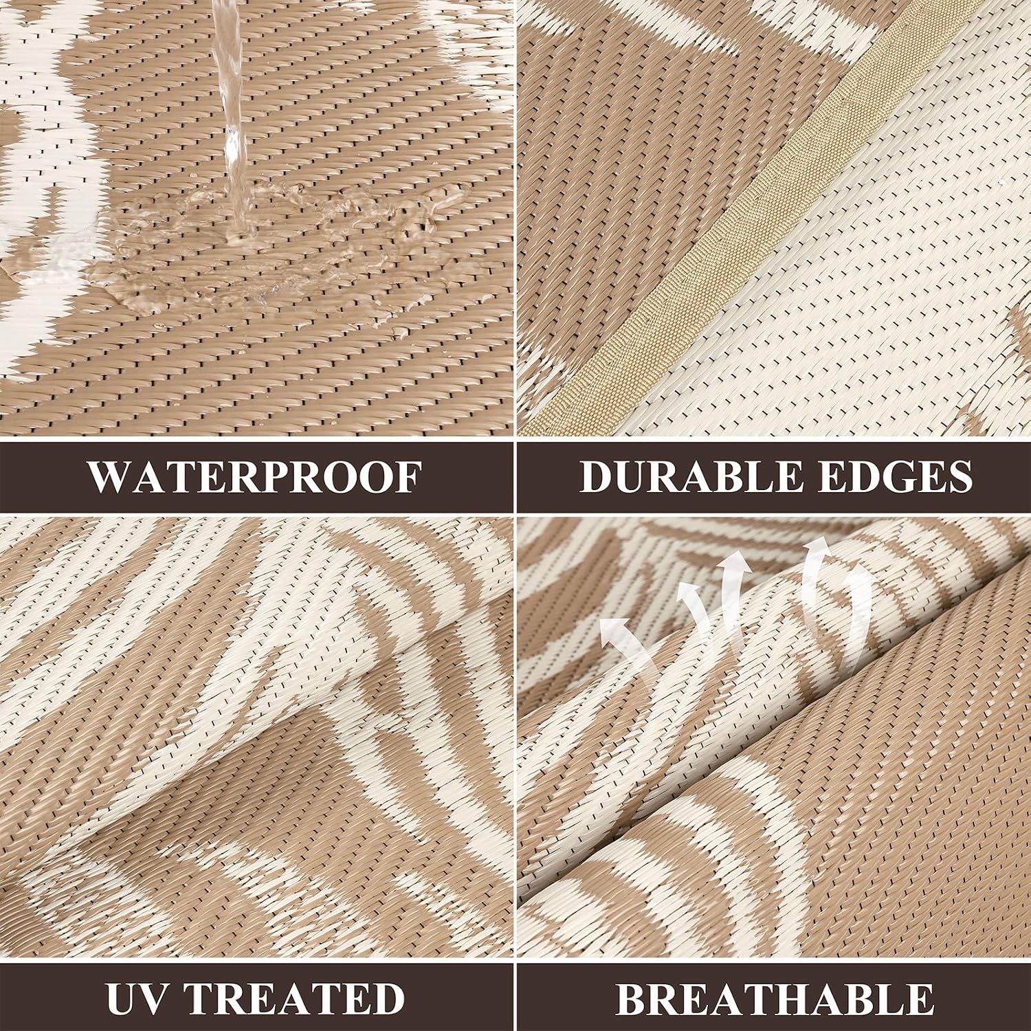 Reversible UV Resistant 8x10 Plastic Straw Outdoor Rug