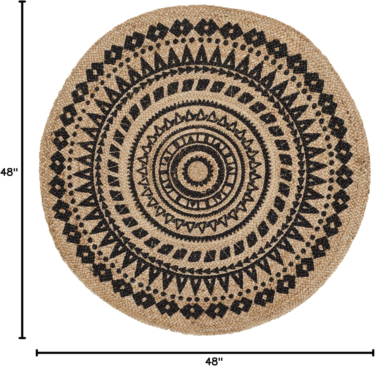 Handmade Braided Boho Jute Round High Traffic Area Rug
