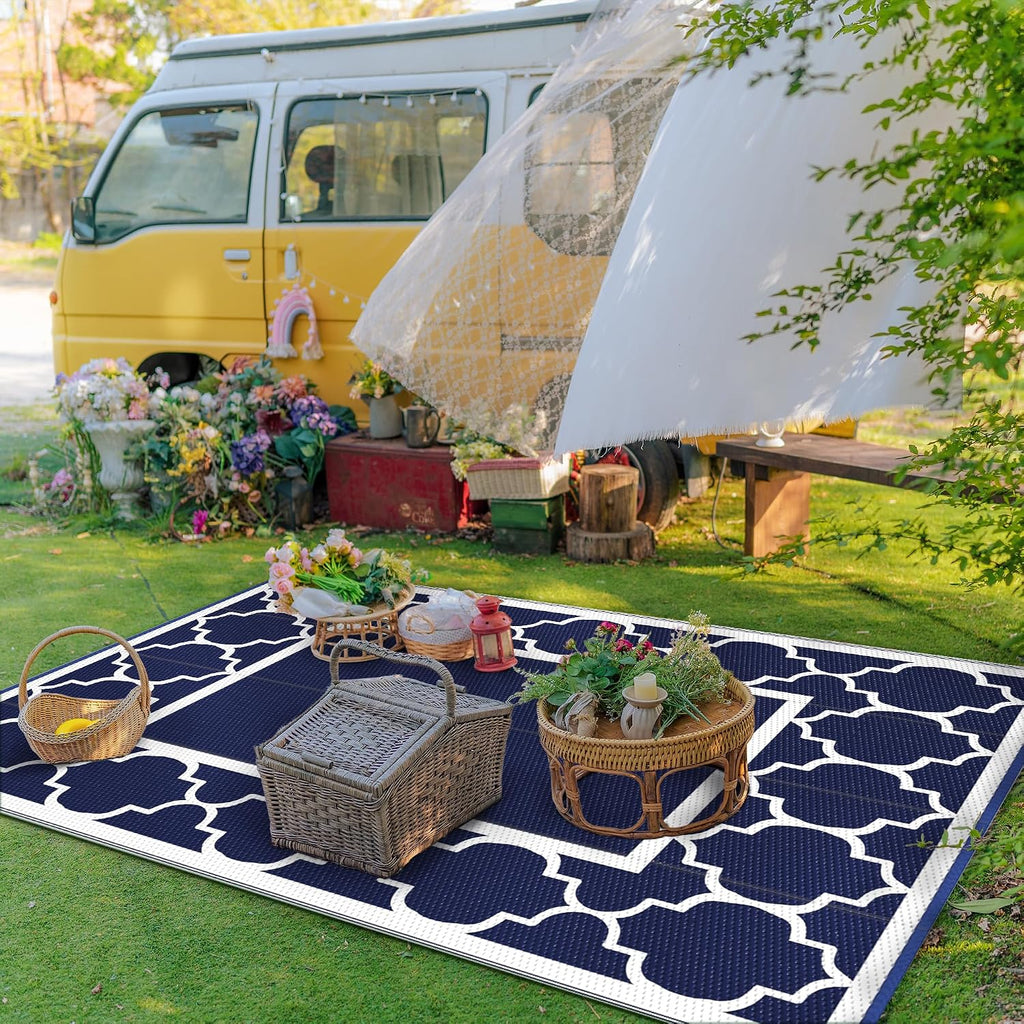 Foldable Reversible 5x8 Waterproof Plastic Outdoor Rug