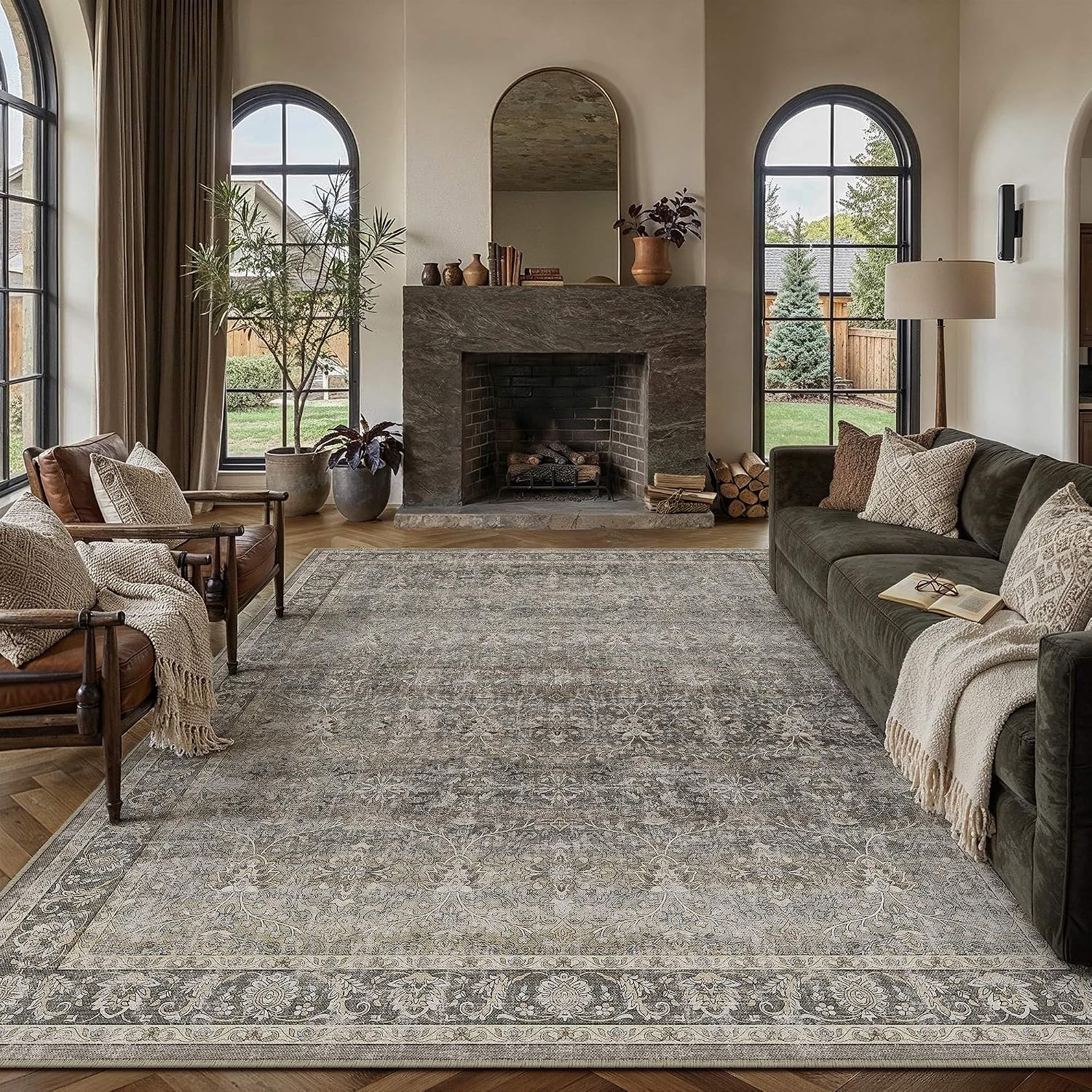 Vintage Distressed 8x10 Washable Non Slip Area Rug