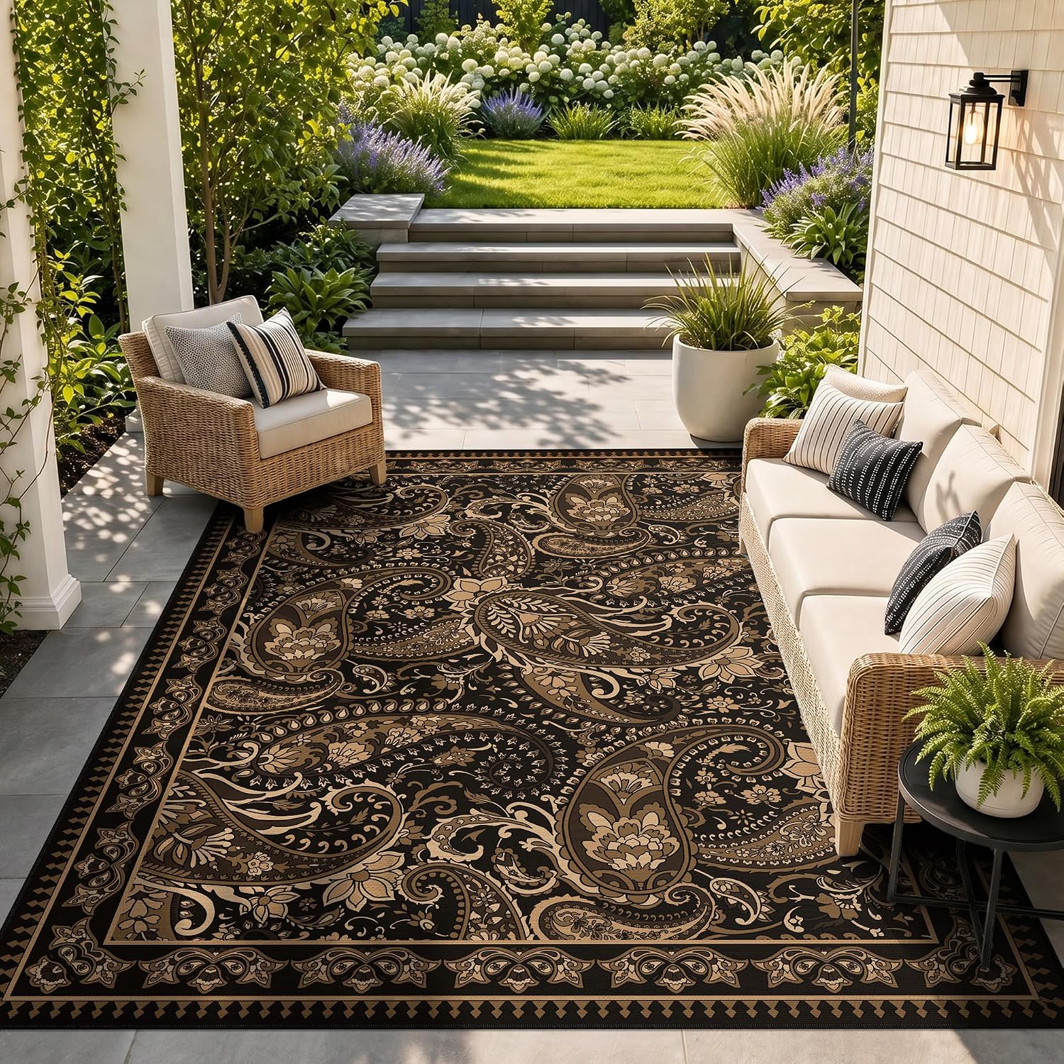 Paisley UV Resistant 4x6 Boho Waterproof Outdoor Rug