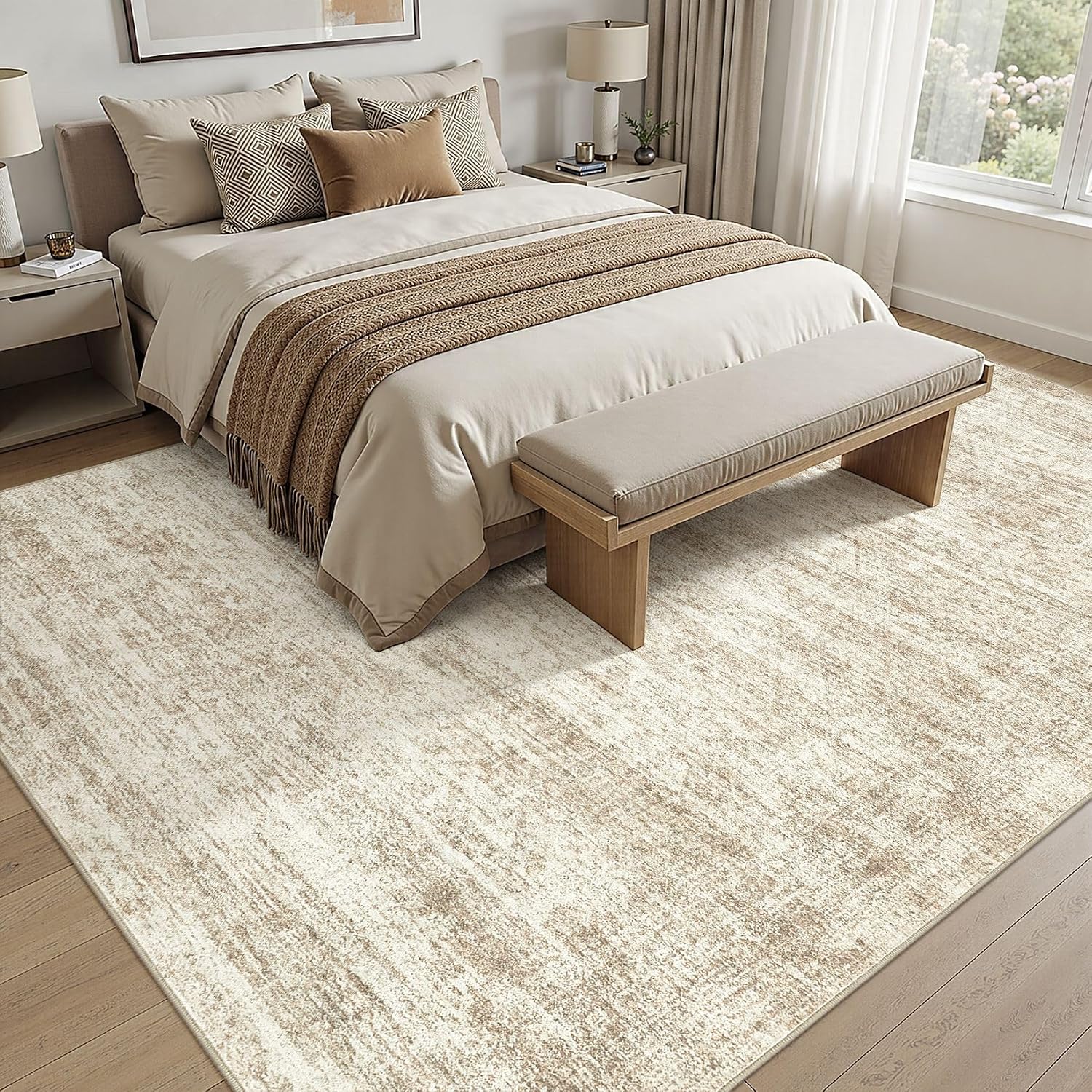 Abstract Distressed 8x10 Washable Stain Resistant Rug