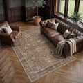 Vintage Neutral 5x8 Washable Non Shedding Area Rug