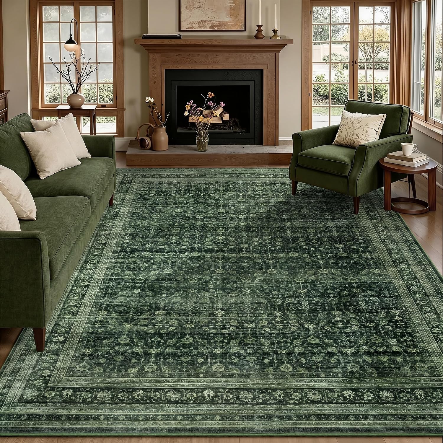 Vintage Boho 8x10 Washable Stain Resistant Area Rug