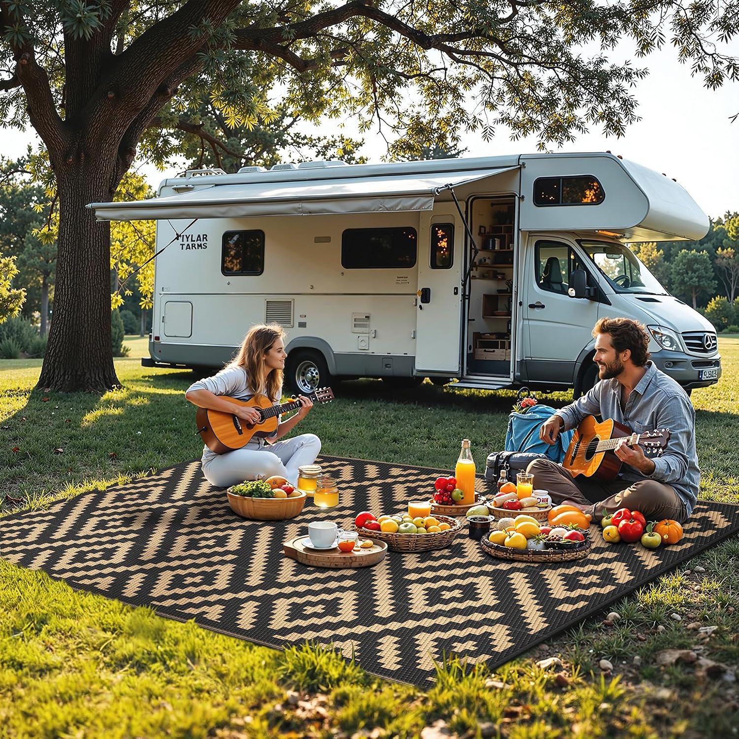 Foldable Reversible 6x9 Waterproof Plastic Outdoor Rug