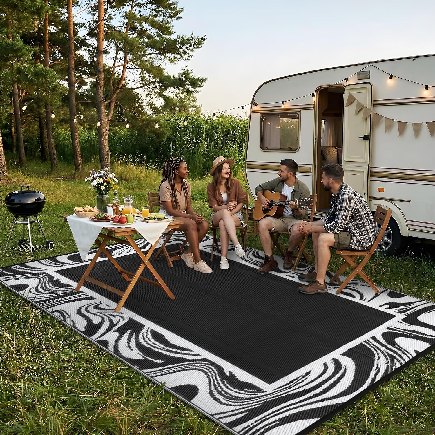 Quick Dry Reversible 5x8 Plastic Straw Outdoor Rug