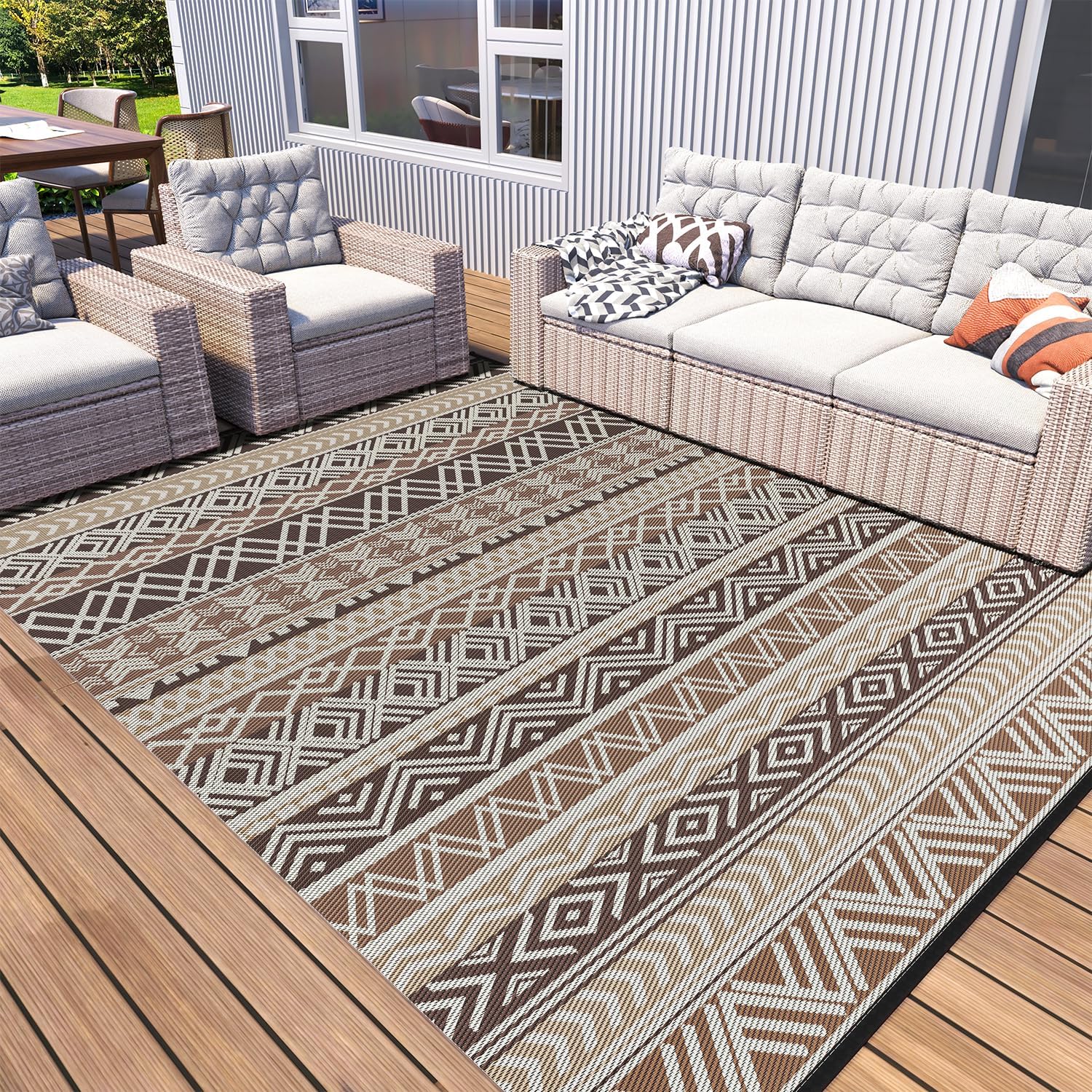 Reversible Waterproof 5x8 Outdoor Patio Camping Area Rug