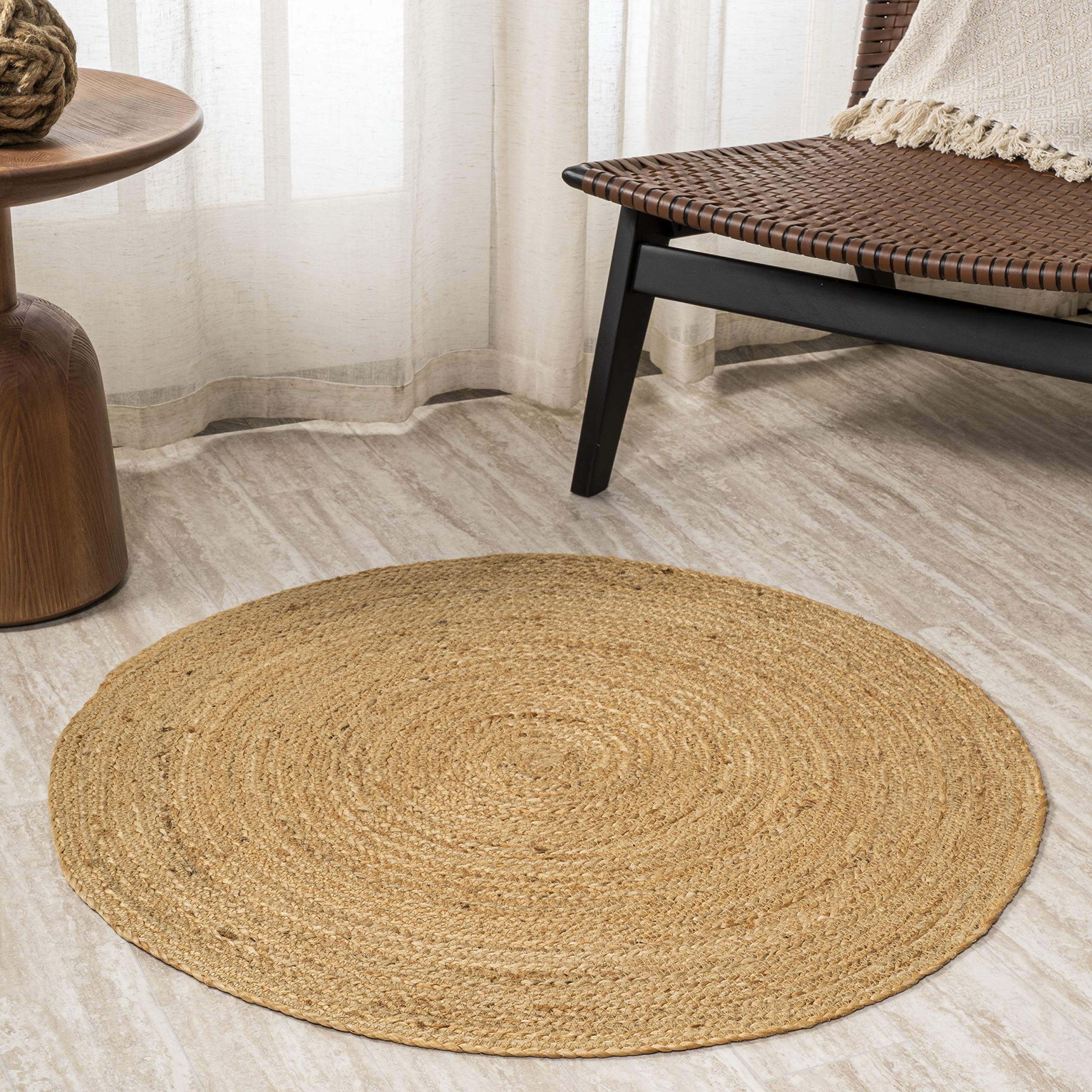 Braided Jute Round Easy Clean Pet Friendly Area Rug