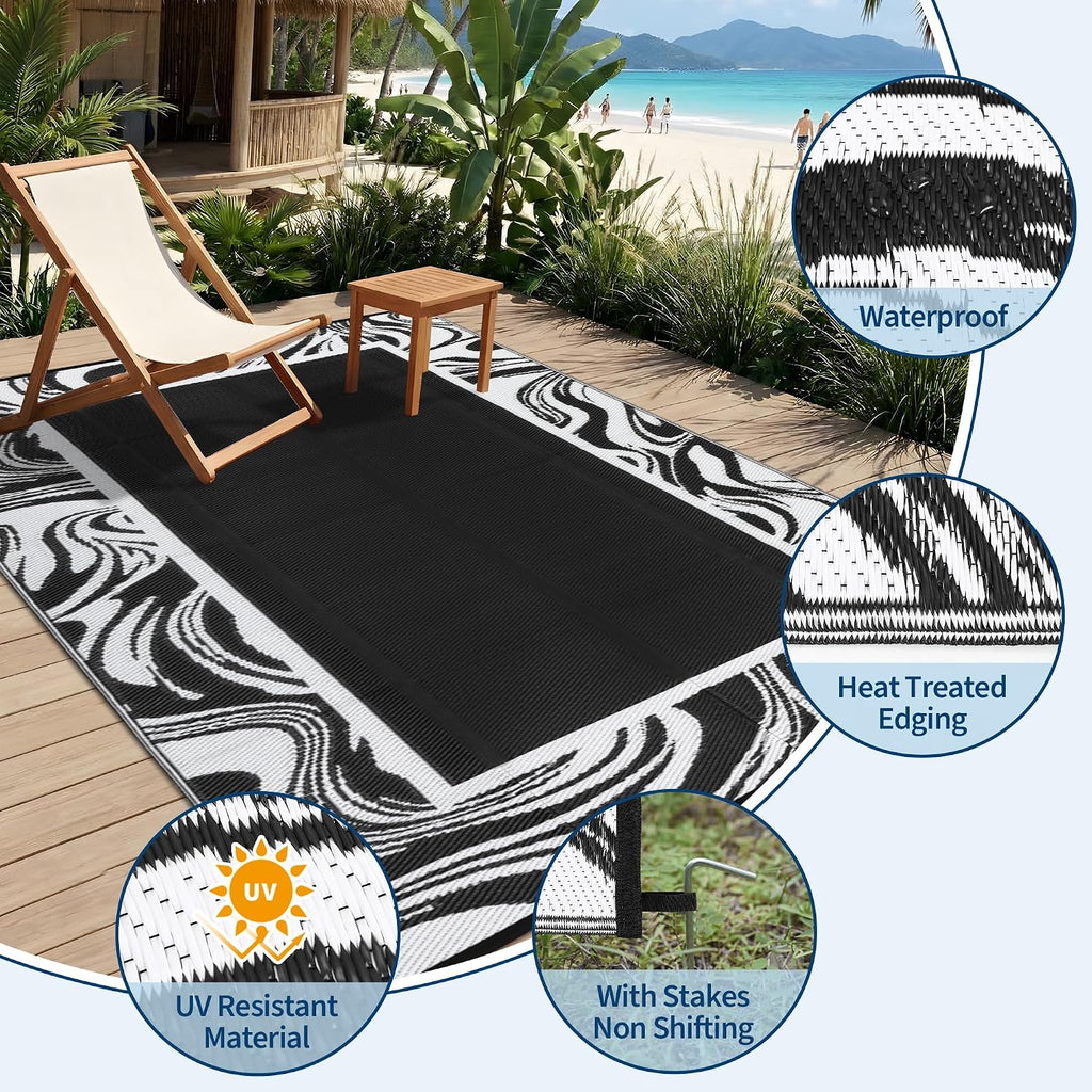 Quick Dry Reversible 5x8 Plastic Straw Outdoor Rug