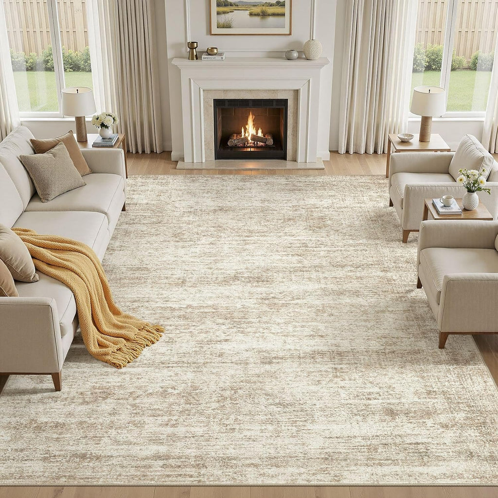 Abstract Distressed 8x10 Washable Stain Resistant Rug