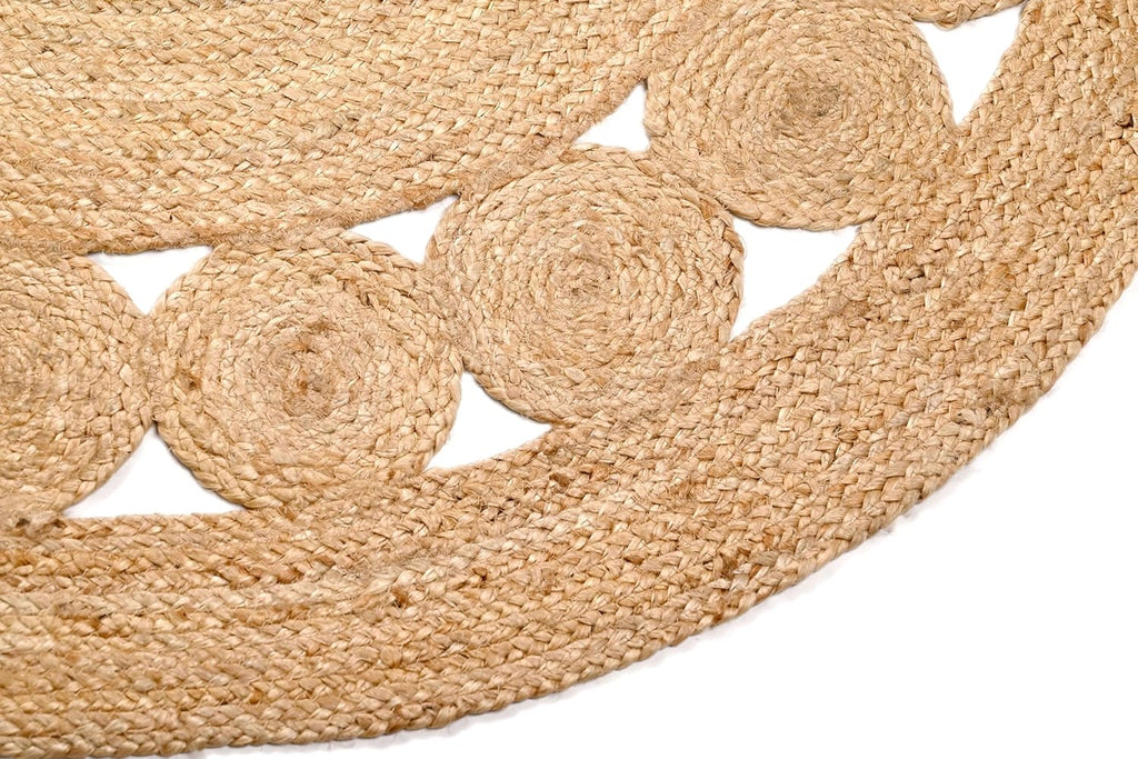Handcrafted Reversible Boho Jute Round Farmhouse Area Rug