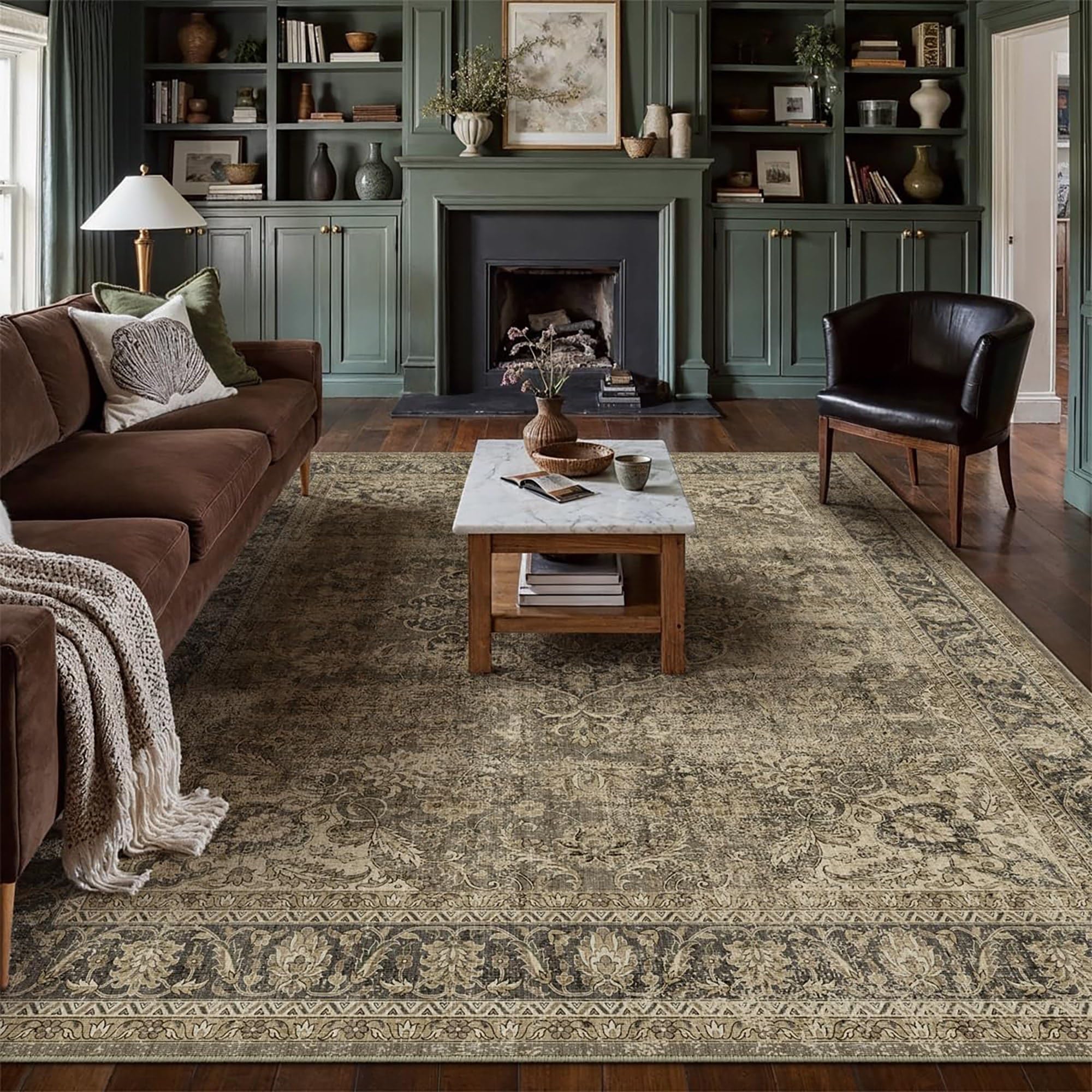 Vintage Distressed 8x10 Washable Non Slip Area Rug
