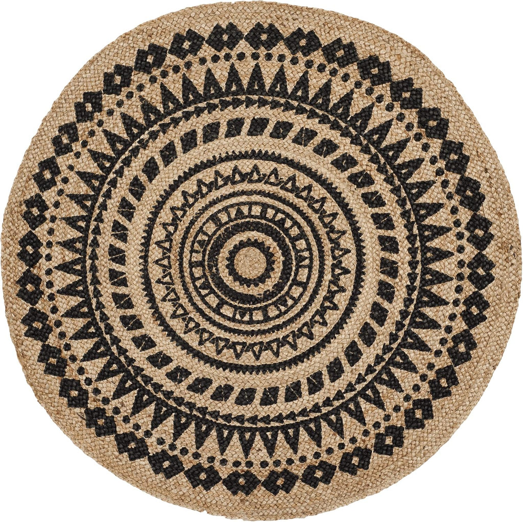 Handmade Braided Boho Jute Round High Traffic Area Rug