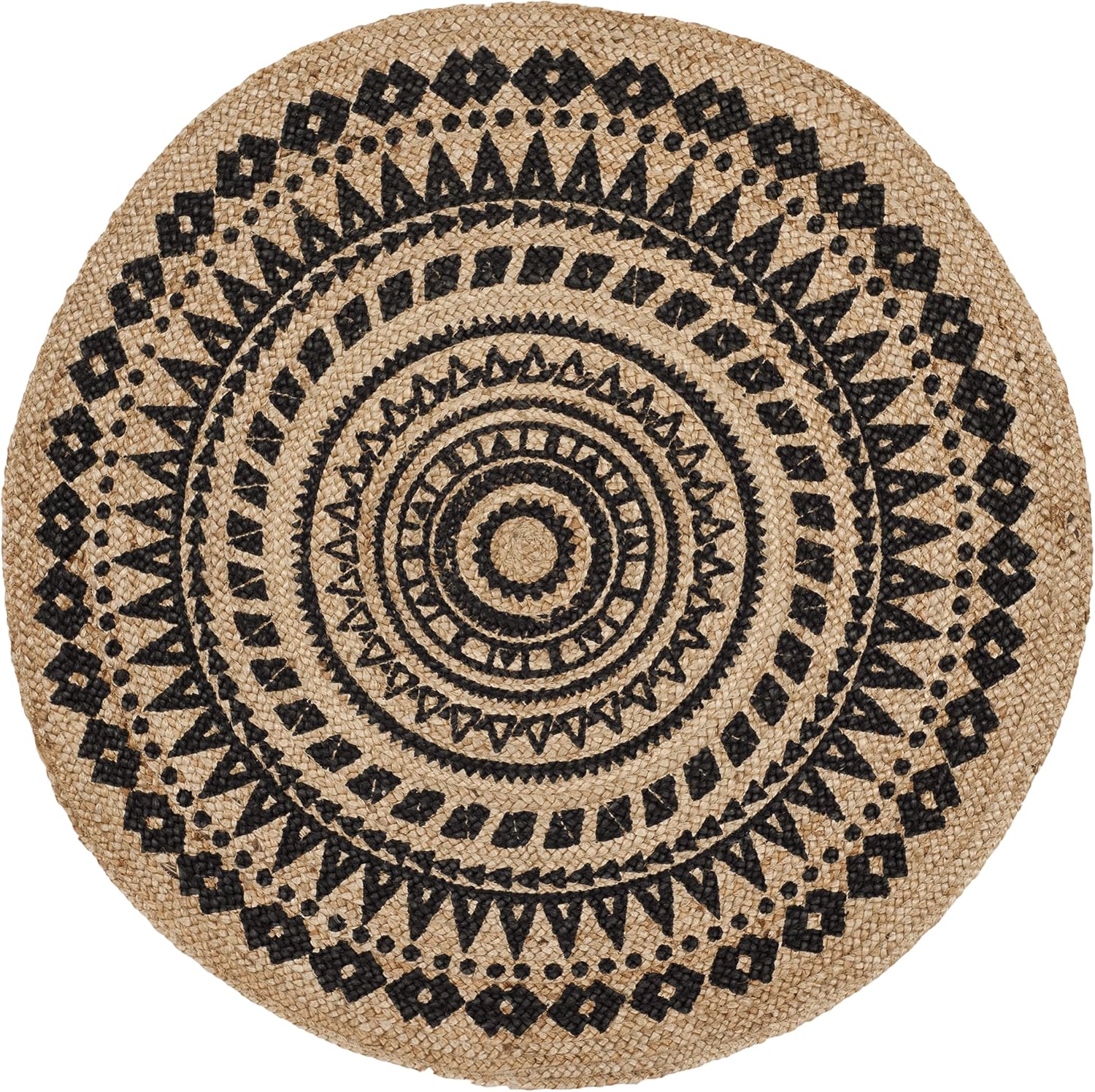 Handmade Braided Boho Jute Round High Traffic Area Rug