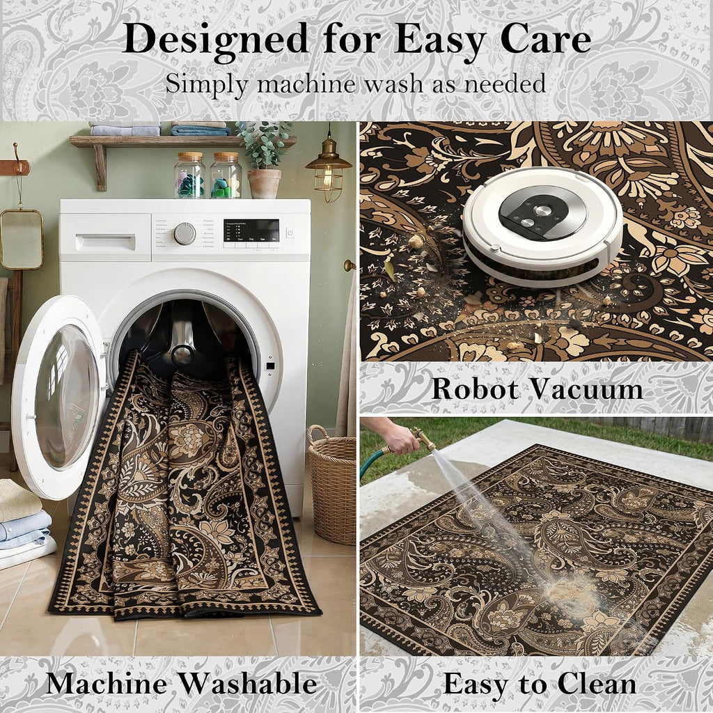 Paisley UV Resistant 4x6 Boho Waterproof Outdoor Rug