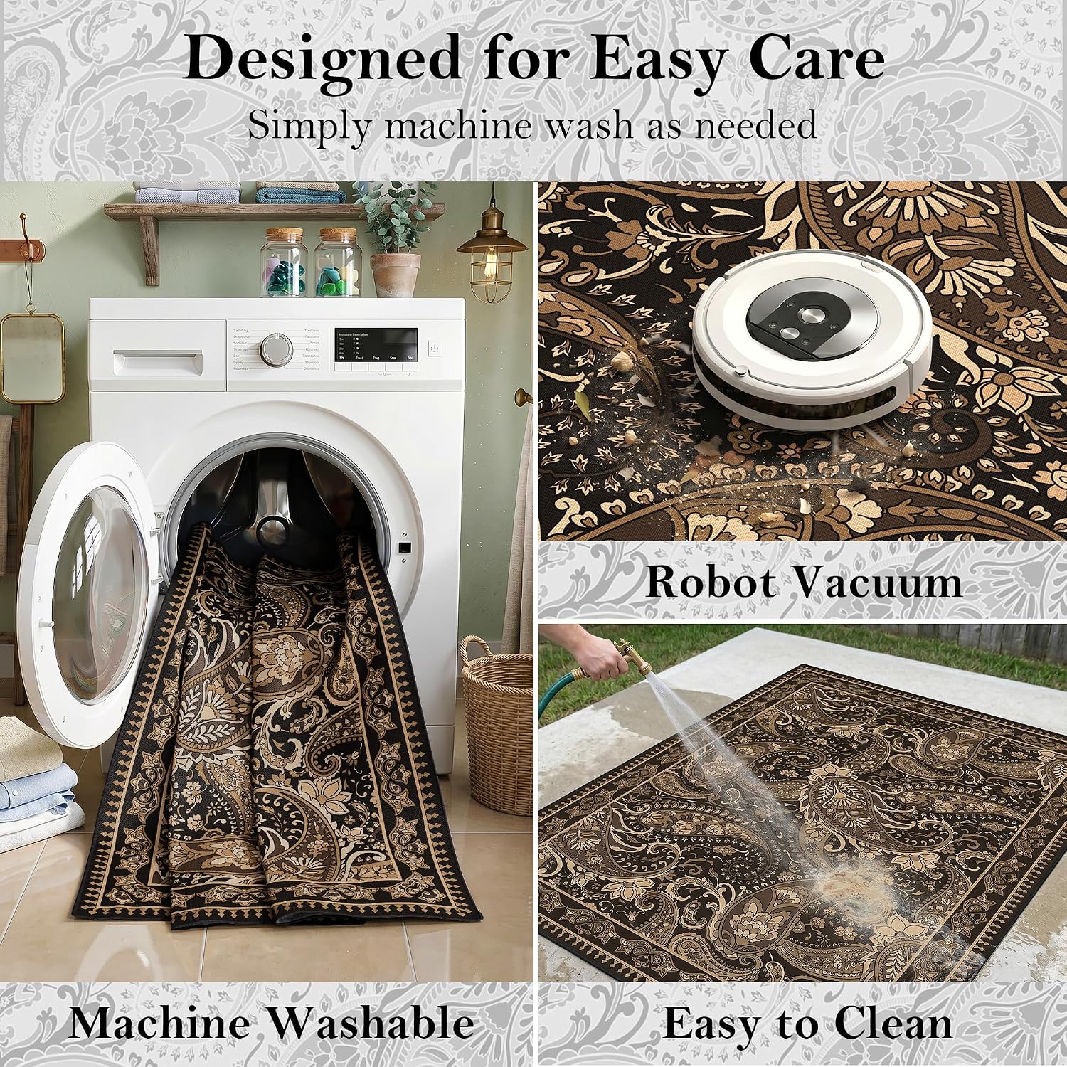 Paisley UV Resistant 4x6 Boho Waterproof Outdoor Rug