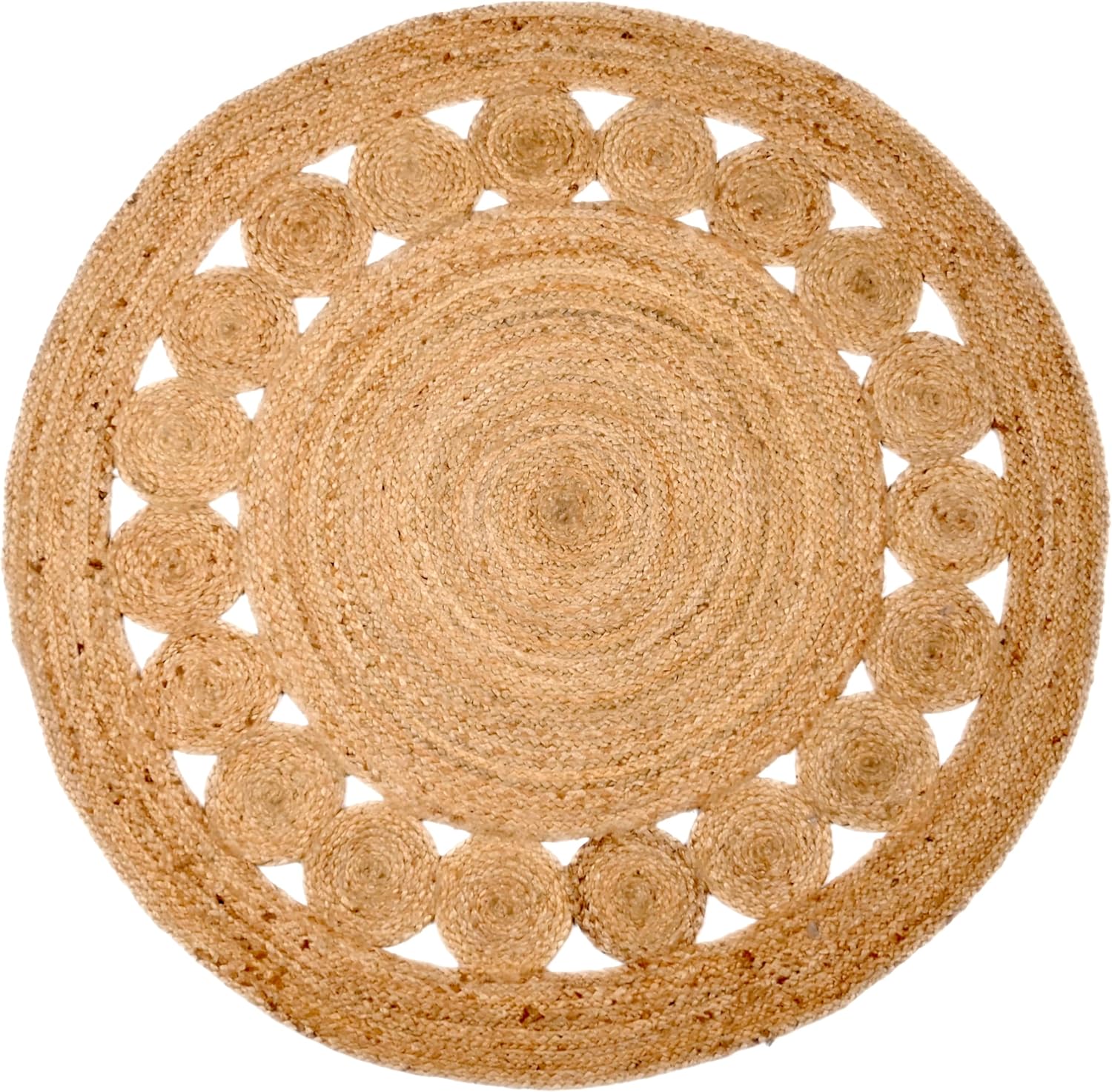 Handcrafted Reversible Boho Jute Round Farmhouse Area Rug