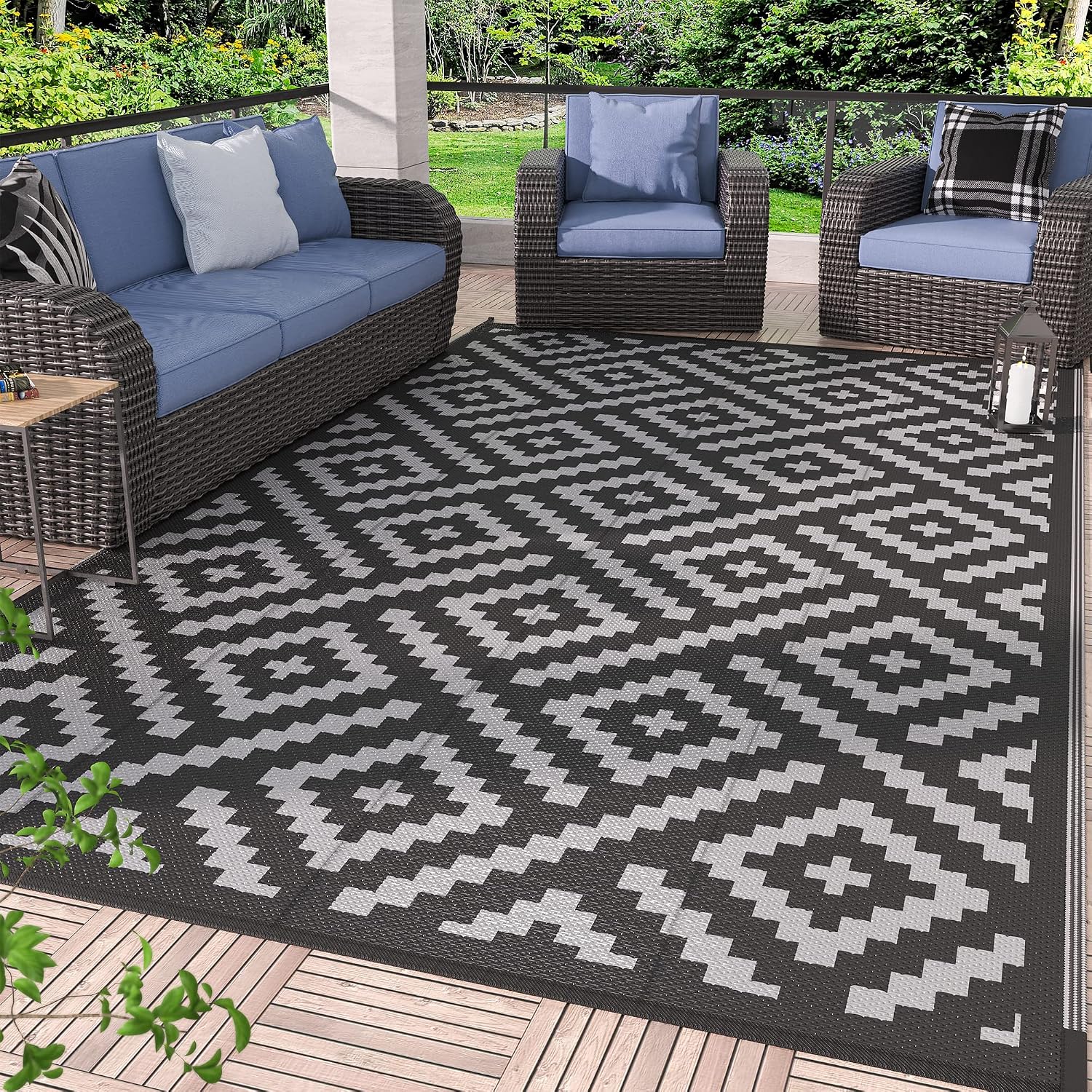 Reversible Waterproof 6x9 Plastic Straw Outdoor Patio Rug