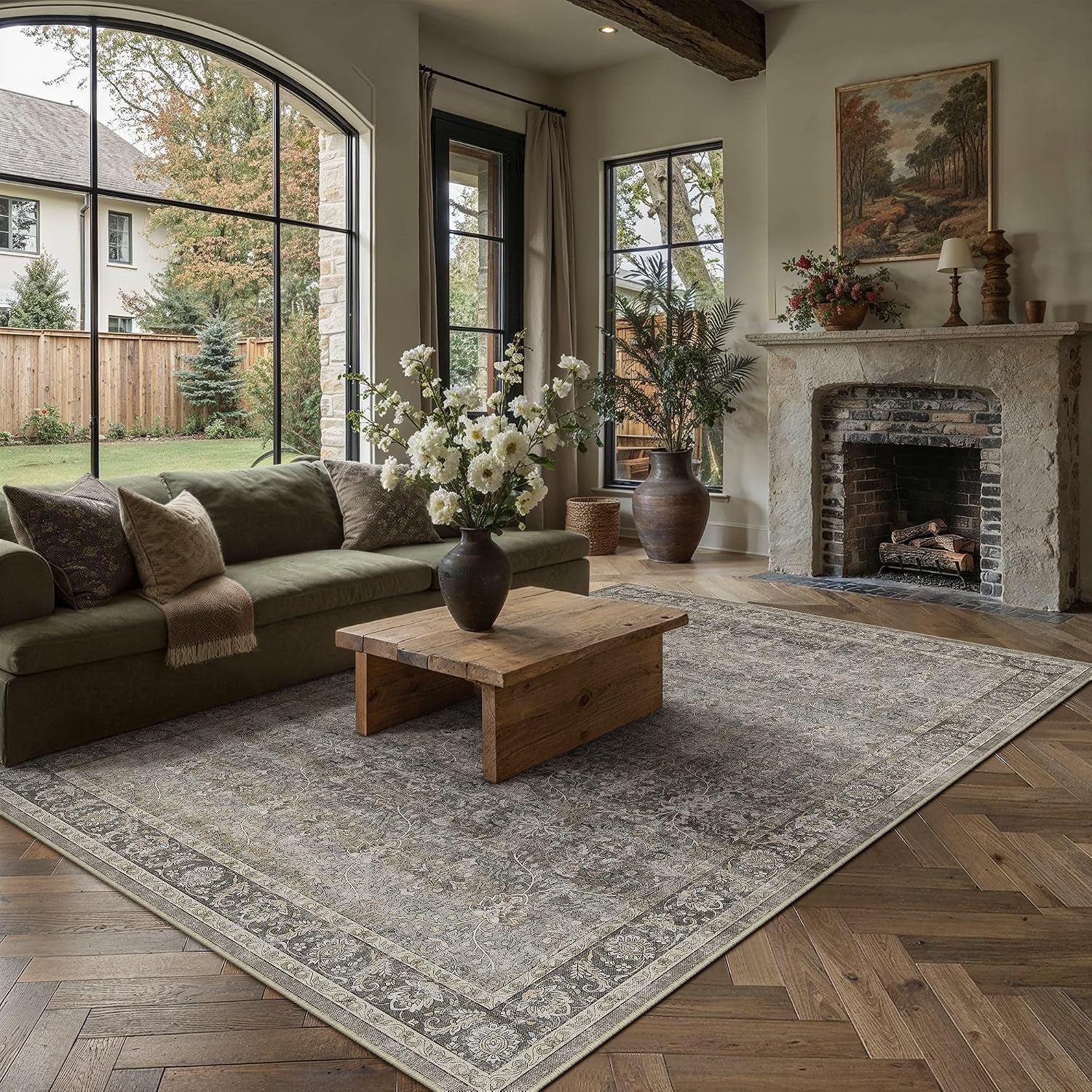 Vintage Distressed 8x10 Washable Non Slip Area Rug