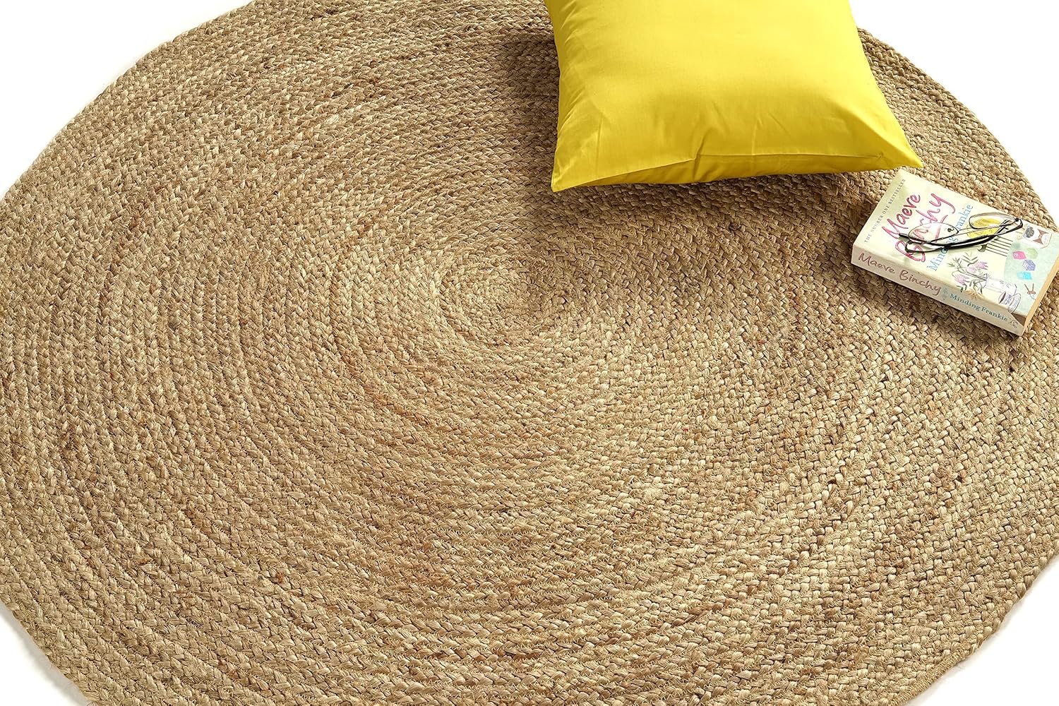 Handwoven Reversible Boho Jute Round Eco Farmhouse Area Rug