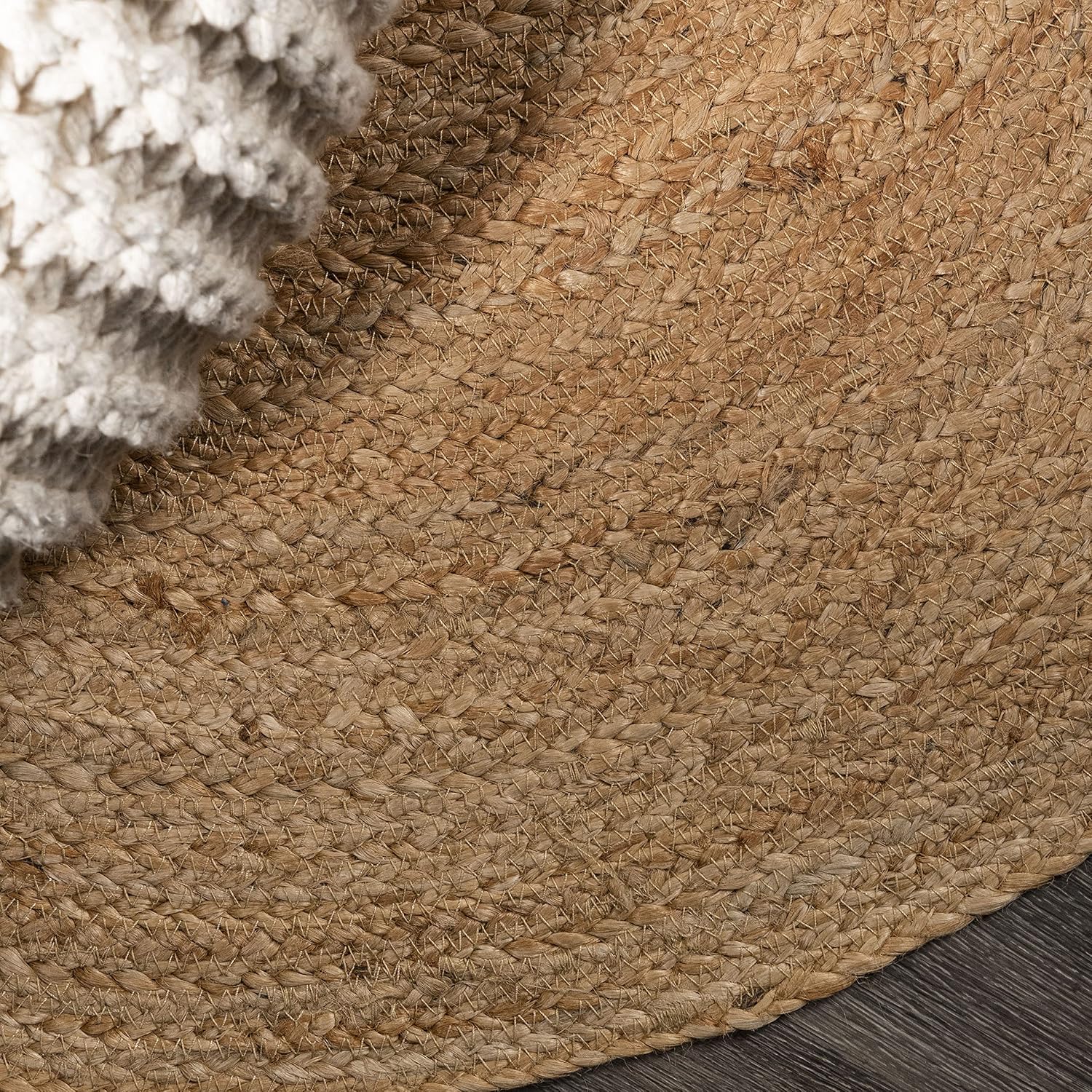 Braided Jute Round Easy Clean Pet Friendly Area Rug