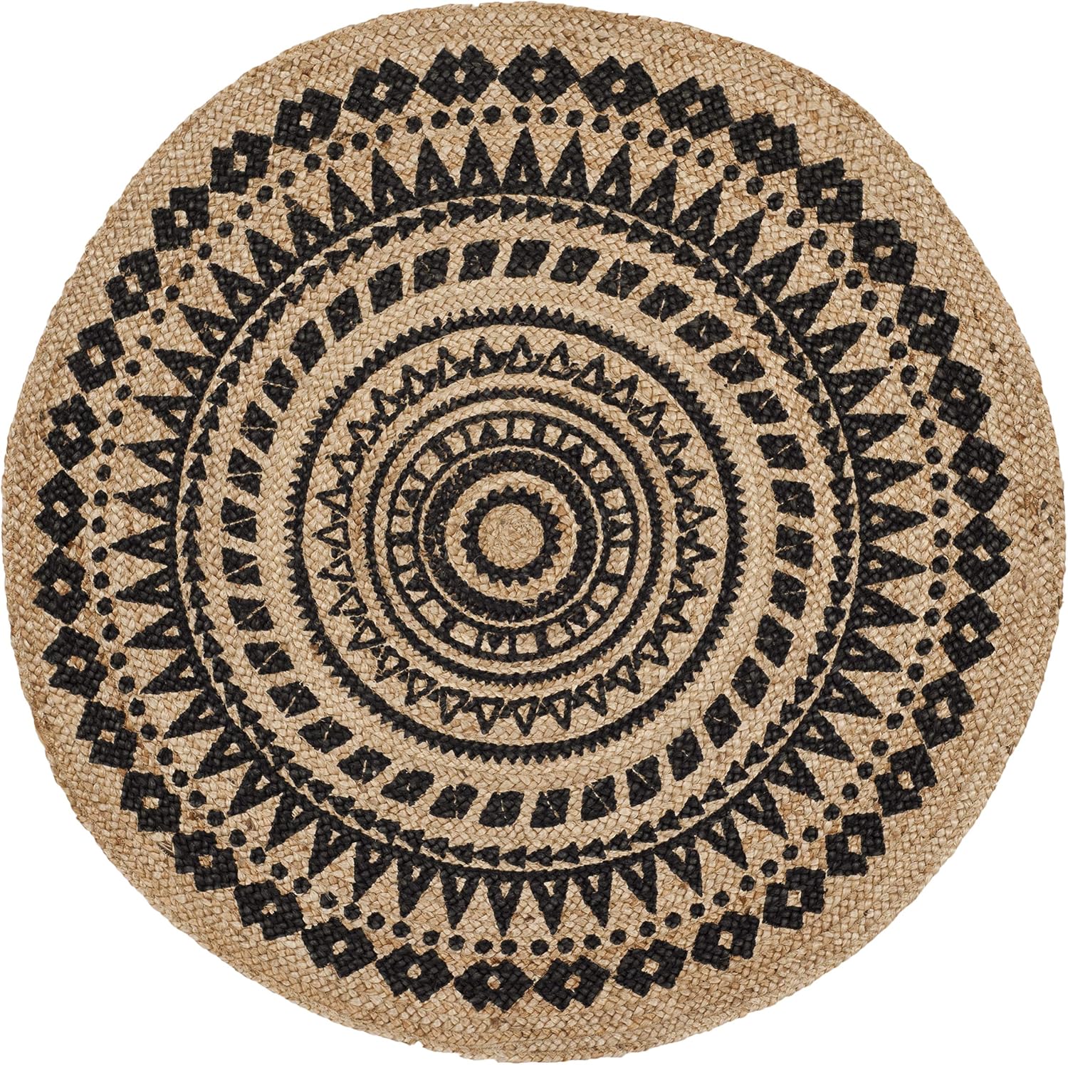 Handmade Braided Boho Jute Round High Traffic Area Rug