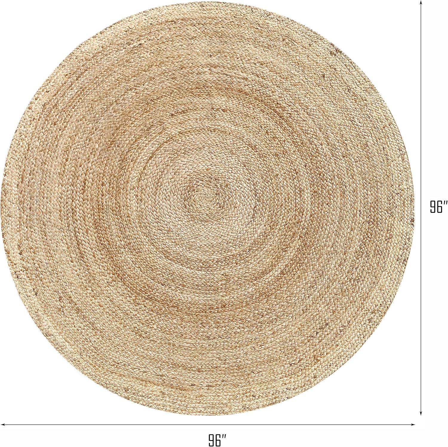 Handwoven Braided Natural Jute Round Boho Farmhouse Area Rug