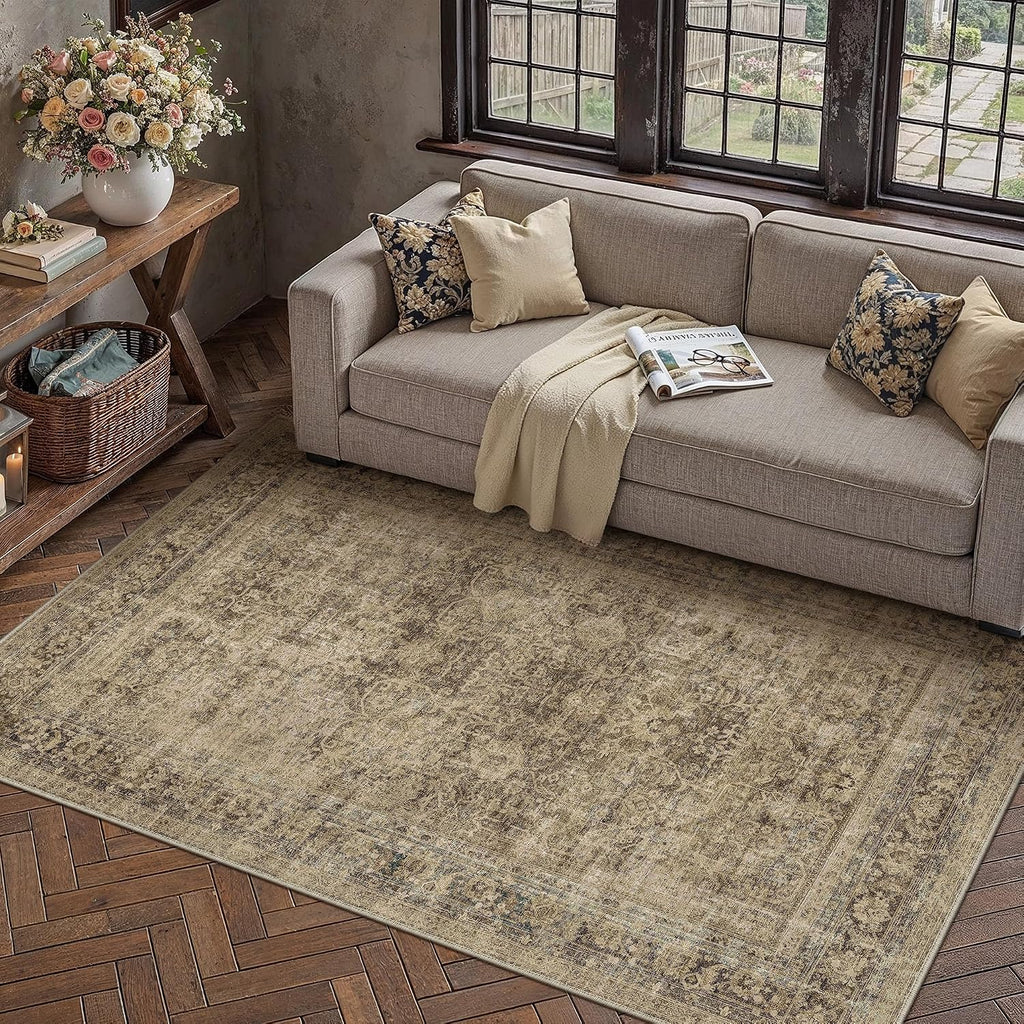 Vintage Distressed 5x7 Washable Non Slip Area Rug