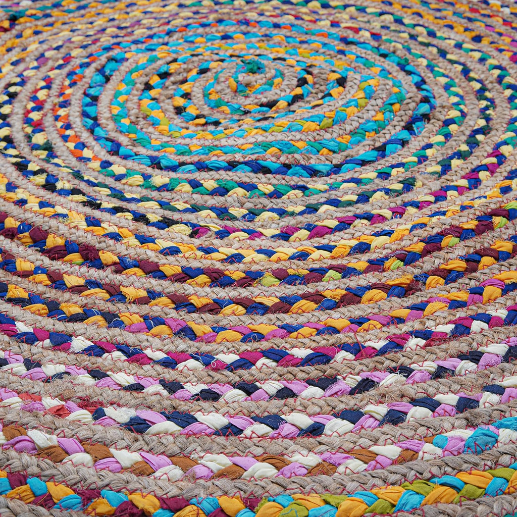 Braided Reversible Multicolor Jute Round Farmhouse Rug