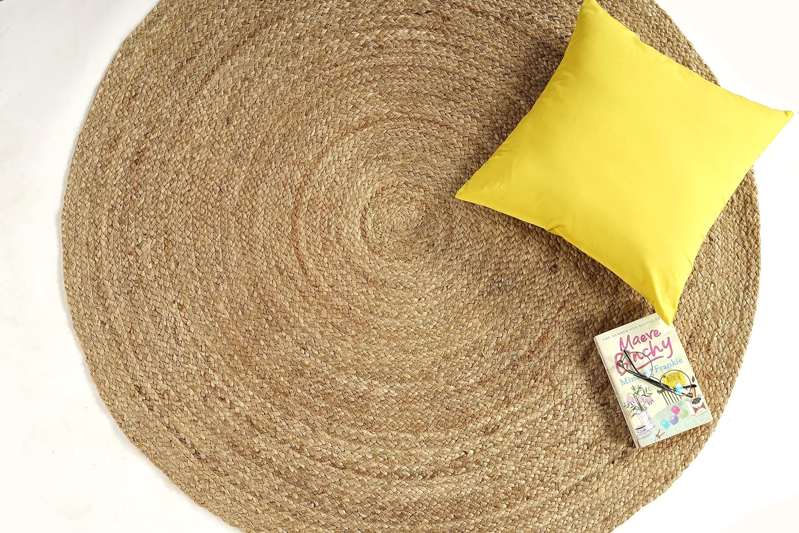 Handwoven Reversible Boho Jute Round Eco Farmhouse Area Rug