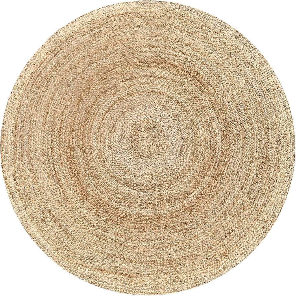 Handwoven Braided Natural Jute Round Boho Farmhouse Area Rug