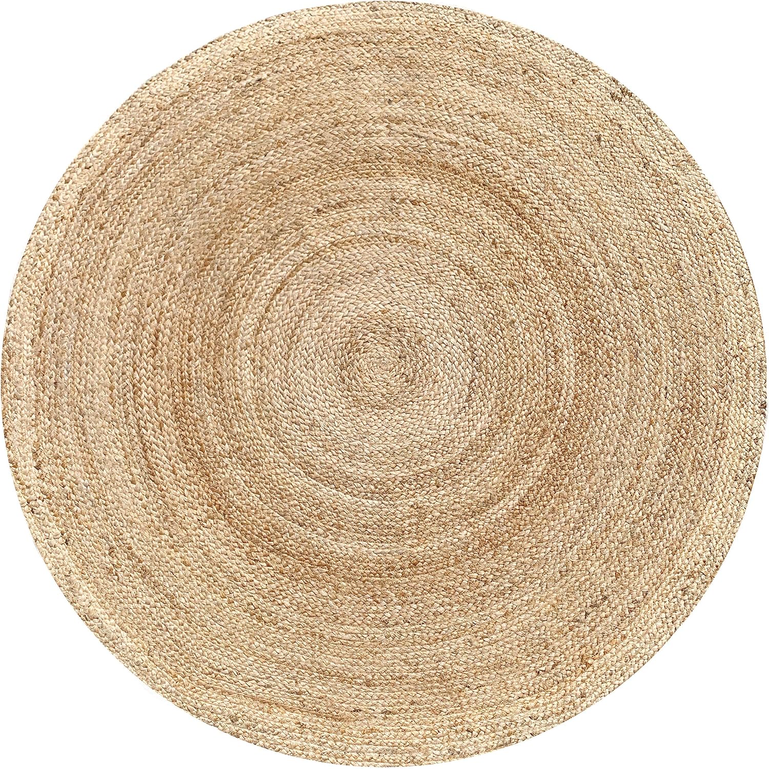 Handwoven Braided Natural Jute Round Boho Farmhouse Area Rug