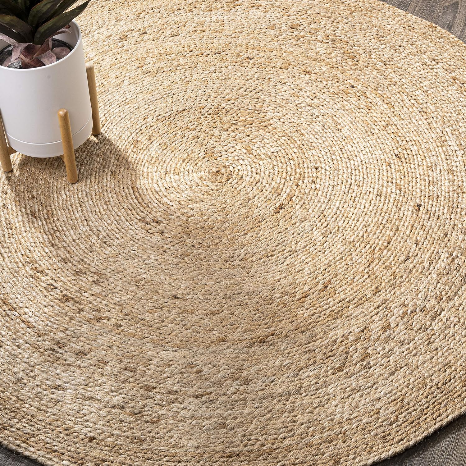 Braided Jute Round Easy Clean Pet Friendly Area Rug
